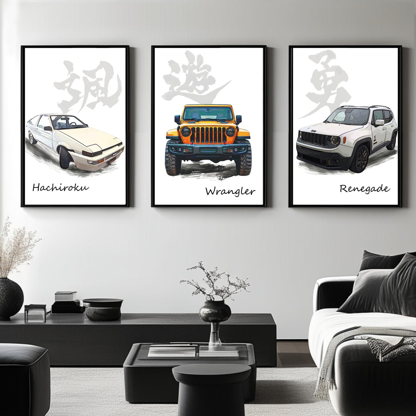 Custom Kanji Car Portrait: Personalized Vehicle Wall Art