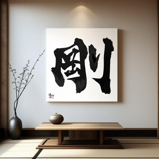 Custom Japanese Calligraphy Art: Hand-Painted Kanji Name Gift on Canvas
