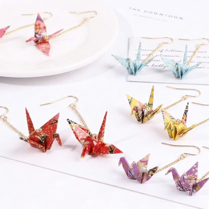 Elegant Origami Crane Dangle Earrings | Waterproof Coated Paper, Surgical Steel Hooks