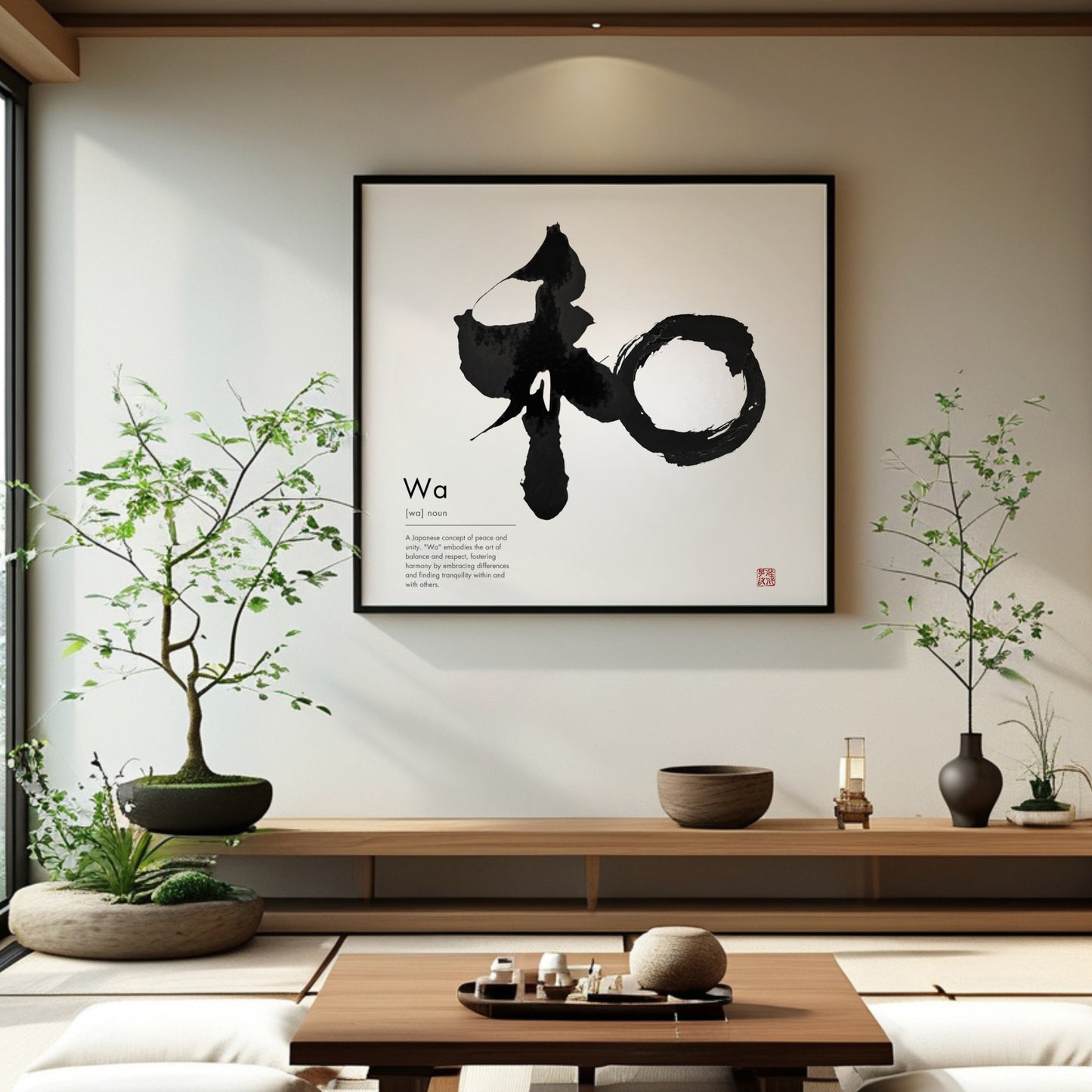 Japanese Calligraphy Art: Wa - Harmony Symbol (Digital Download)