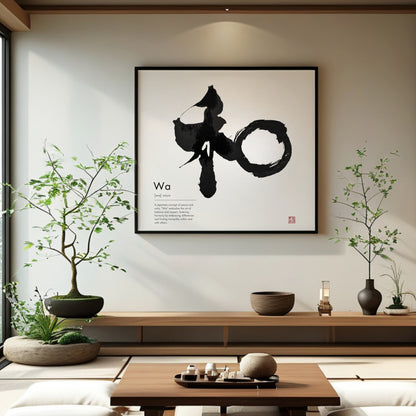 Japanese Calligraphy Art: Wa - Harmony Symbol (Digital Download)