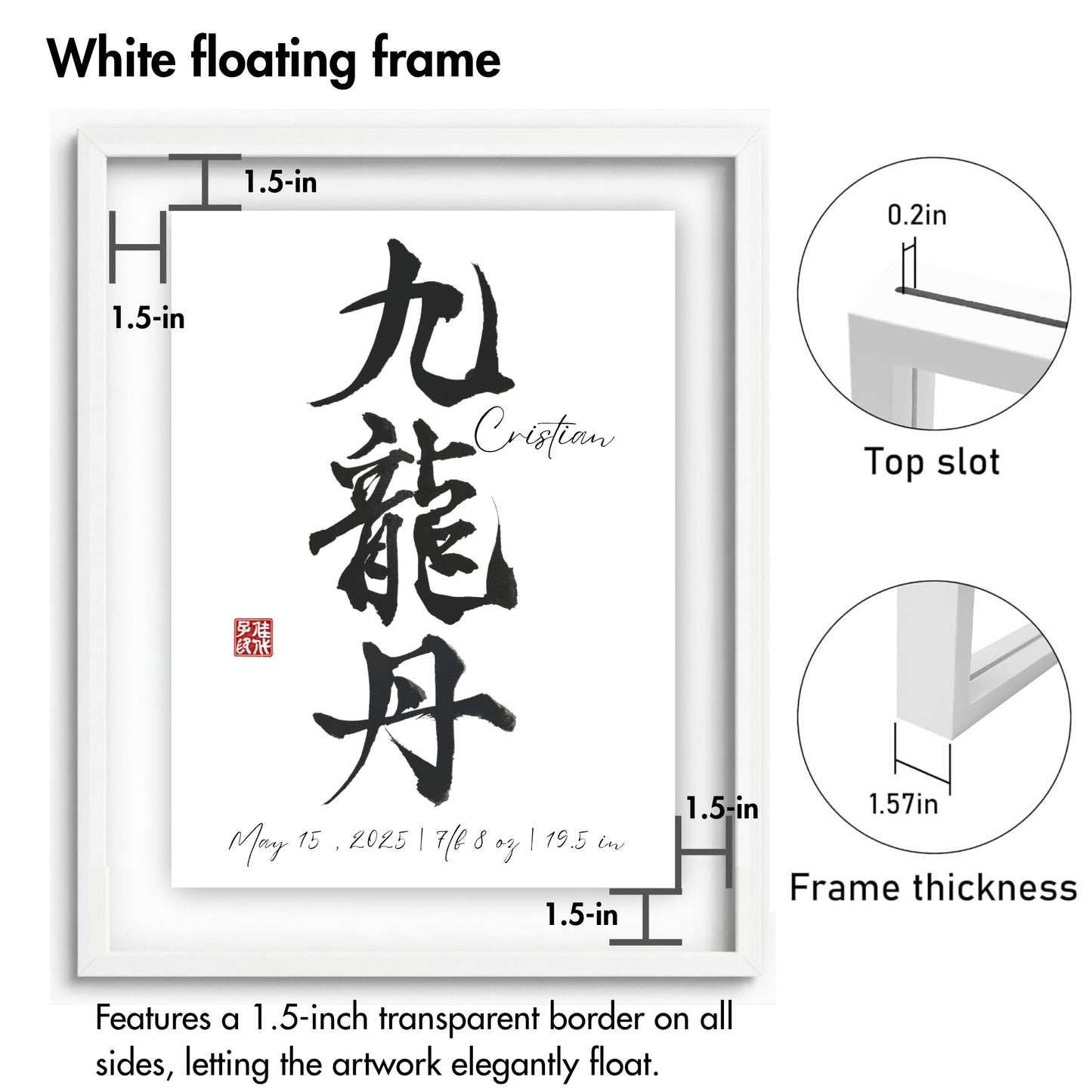 Custom Japanese Calligraphy ”Meimeisho” Art - Personalized Kanji Name & Birth Stats