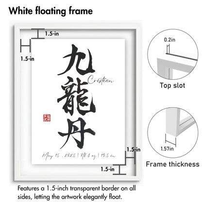 Custom Japanese Calligraphy ”Meimeisho” Art - Personalized Kanji Name & Birth Stats