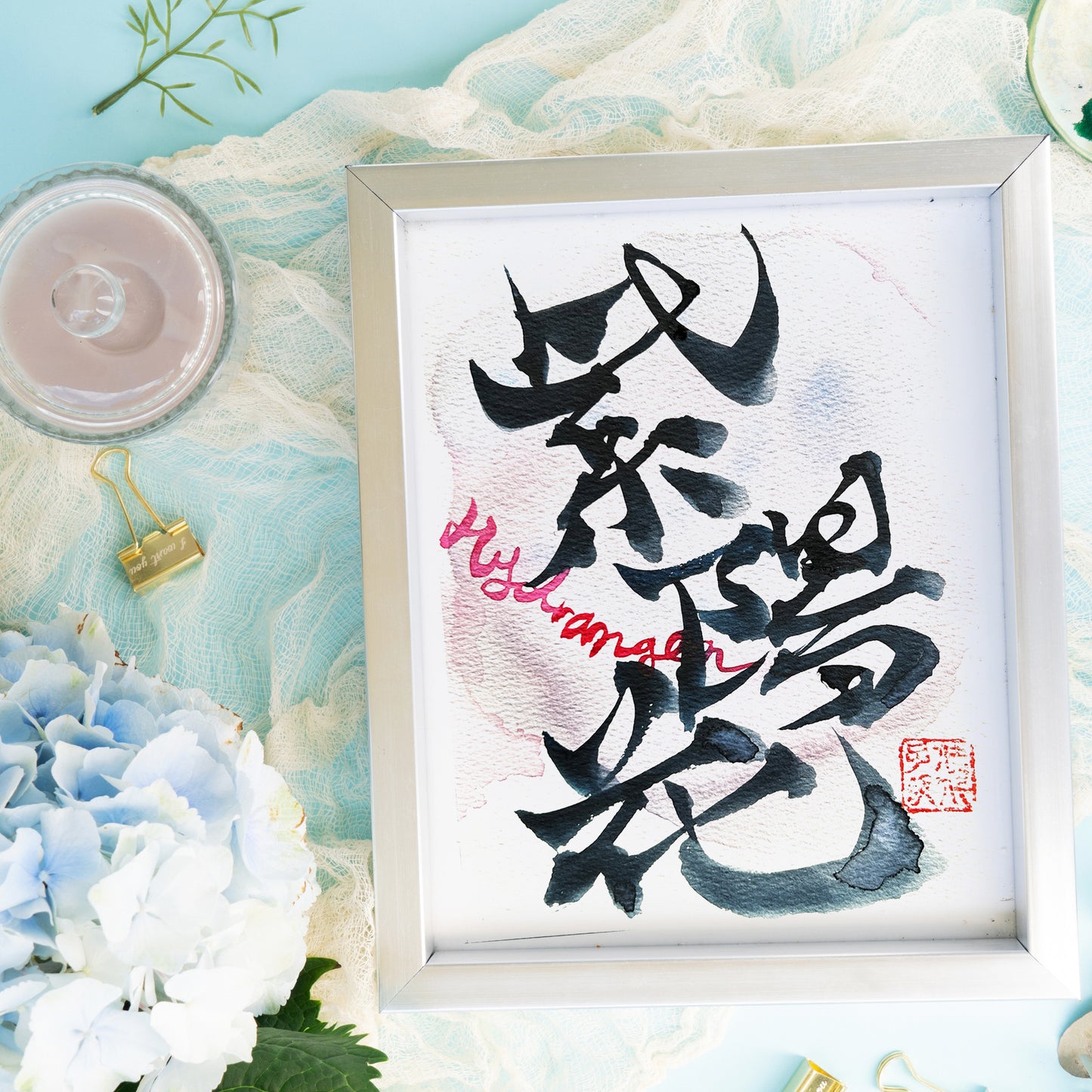 Custom Japanese Calligraphy Name Art, Colorful Kanji Wall Decor