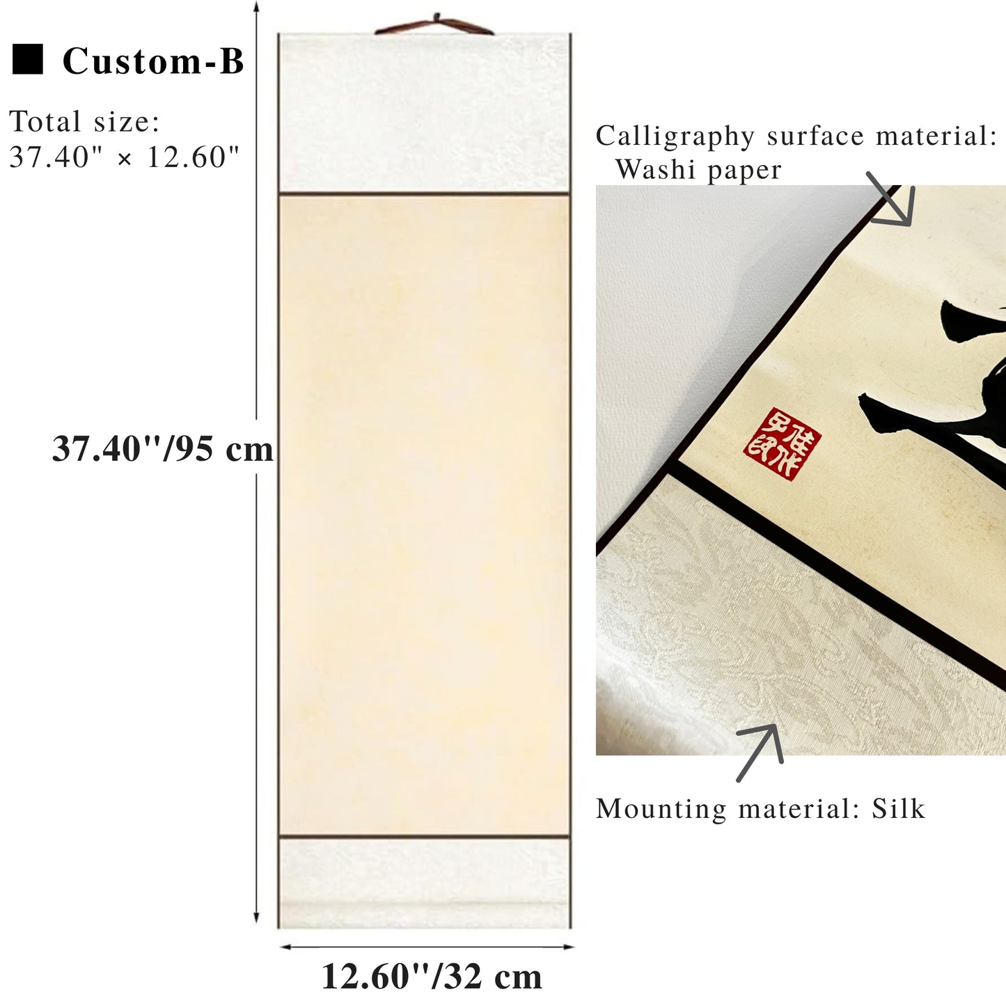 Custom Japanese Calligraphy Hanging Scroll : Personalized Kanji Name Gift