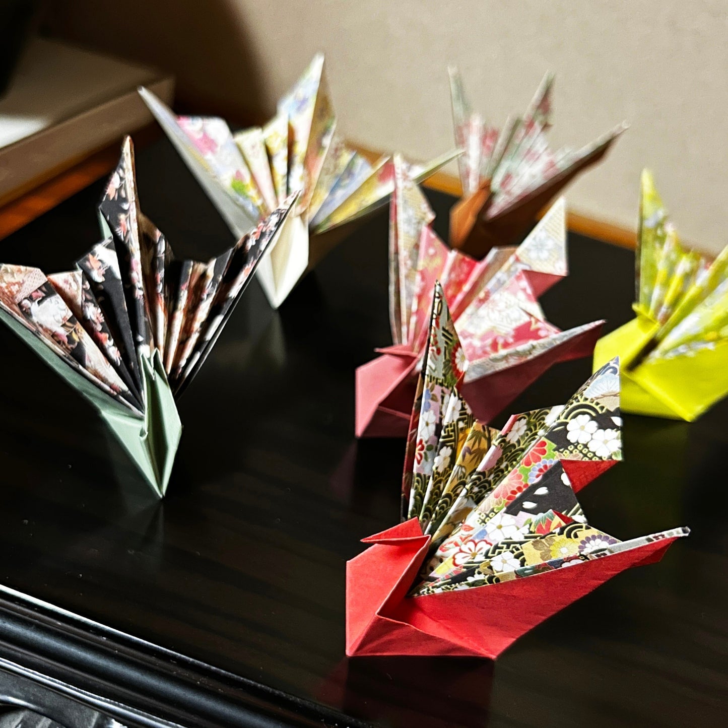 Handmade Origami Celebration Cranes (Iwai-zuru) | Japanese Kimono Pattern