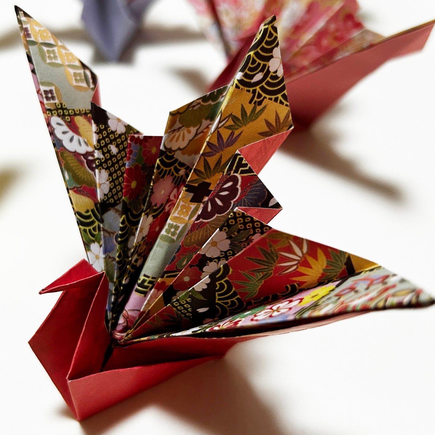 Handmade Origami Celebration Cranes (Iwai-zuru) | Japanese Kimono Pattern