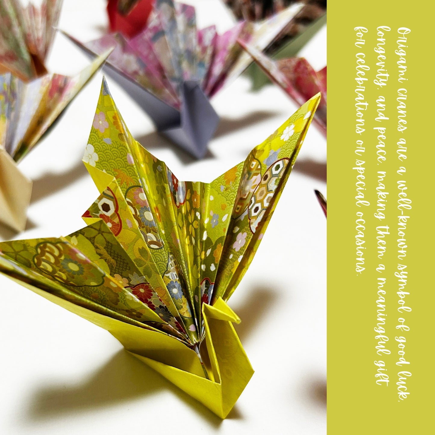 Handmade Origami Celebration Cranes (Iwai-zuru) | Japanese Kimono Pattern