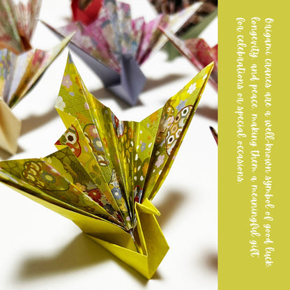 Handmade Origami Celebration Cranes (Iwai-zuru) | Japanese Kimono Pattern