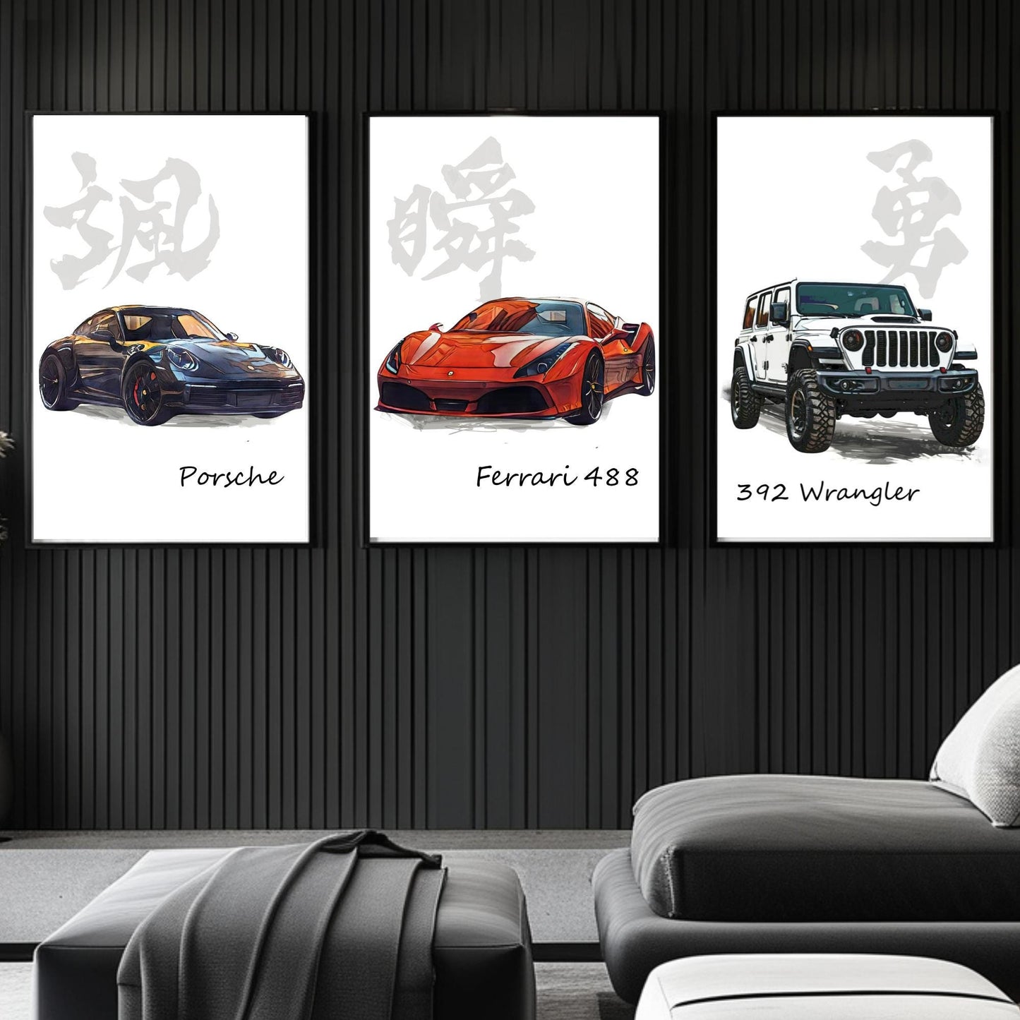 Custom Kanji Car Portrait: Personalized Vehicle Wall Art