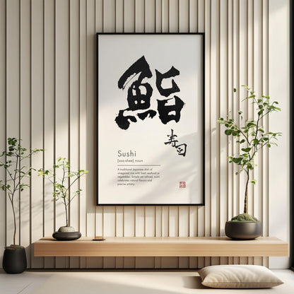 Japanese Calligraphy Art Print: Kanji Wall Decor