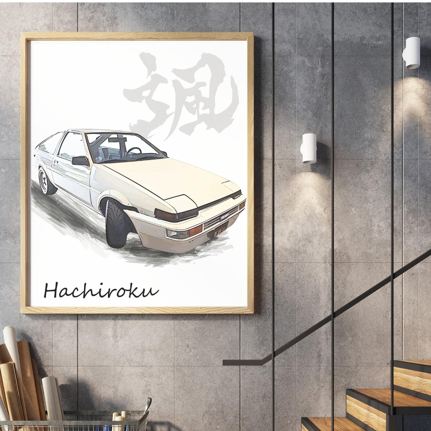 Custom Kanji Car Portrait: Personalized Vehicle Wall Art