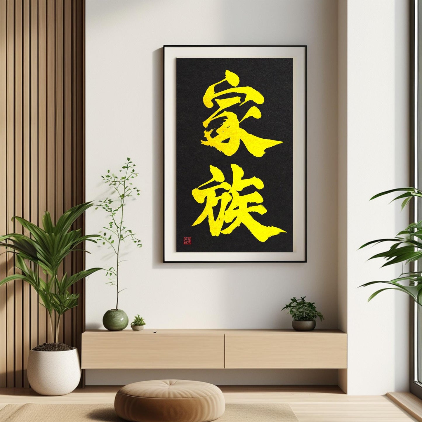 Custom Kanji Calligraphy Art: Black & Gold