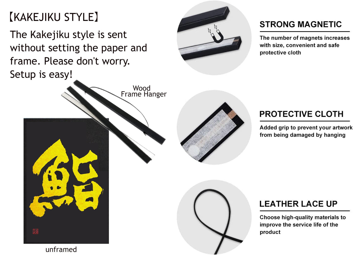 Custom Kanji Calligraphy Art: Black & Gold