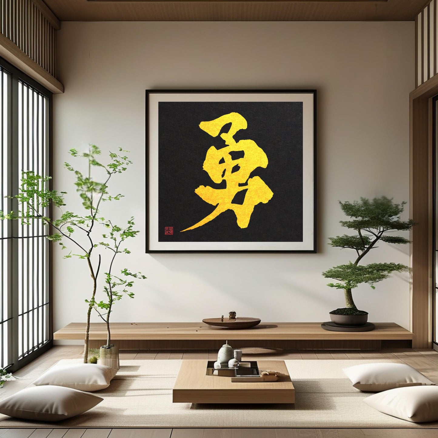 Custom Kanji Calligraphy Art: Black & Gold