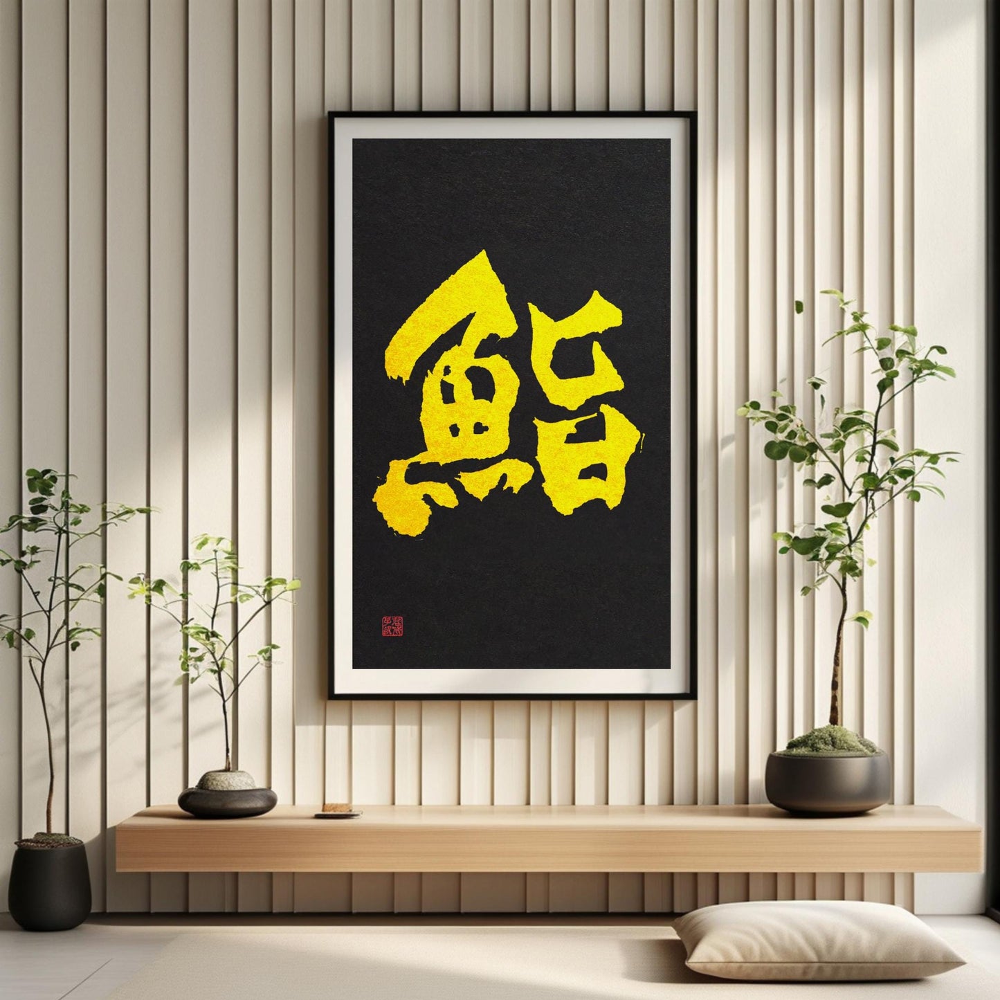 Custom Kanji Calligraphy Art: Black & Gold