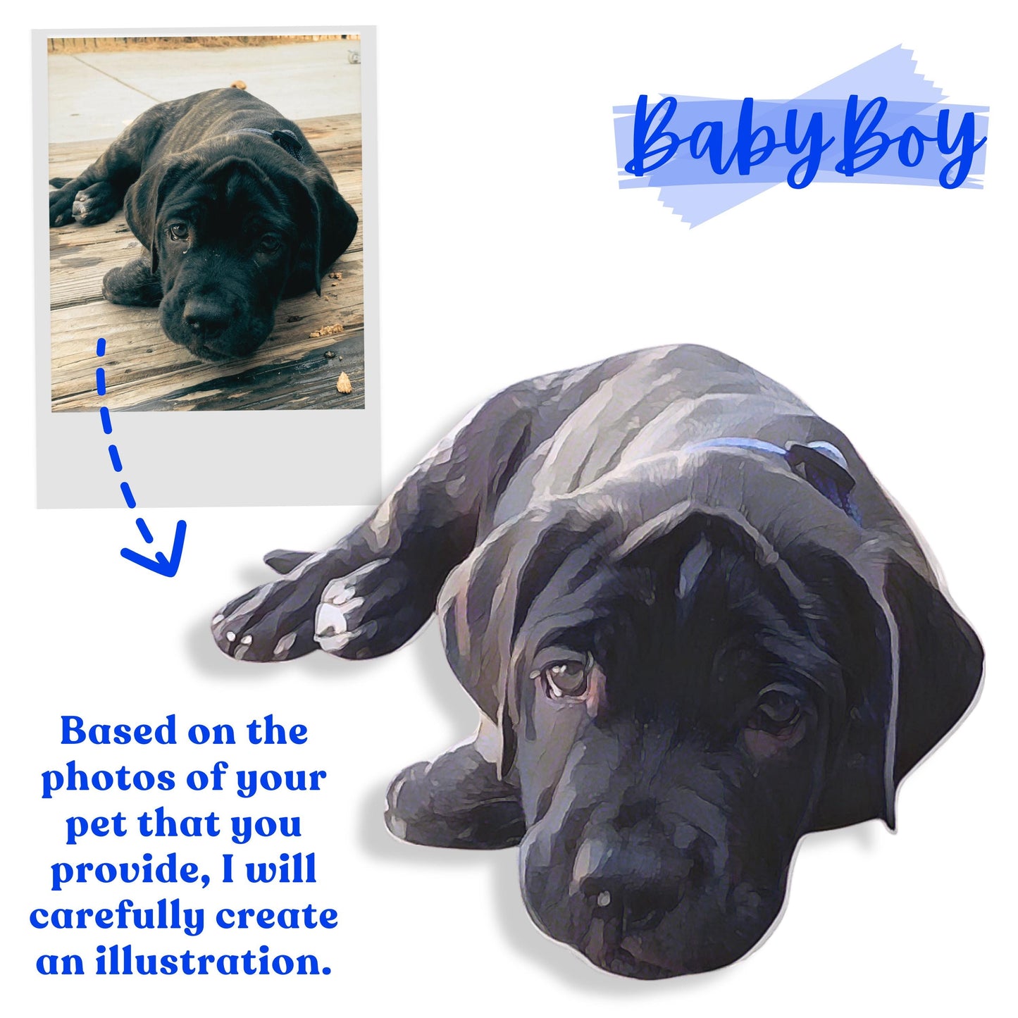 Custom Pet Portrait with Kanji Calligraphy: Unique Wall Art