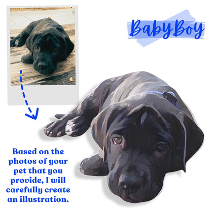 Custom Pet Portrait with Kanji Calligraphy: Unique Wall Art