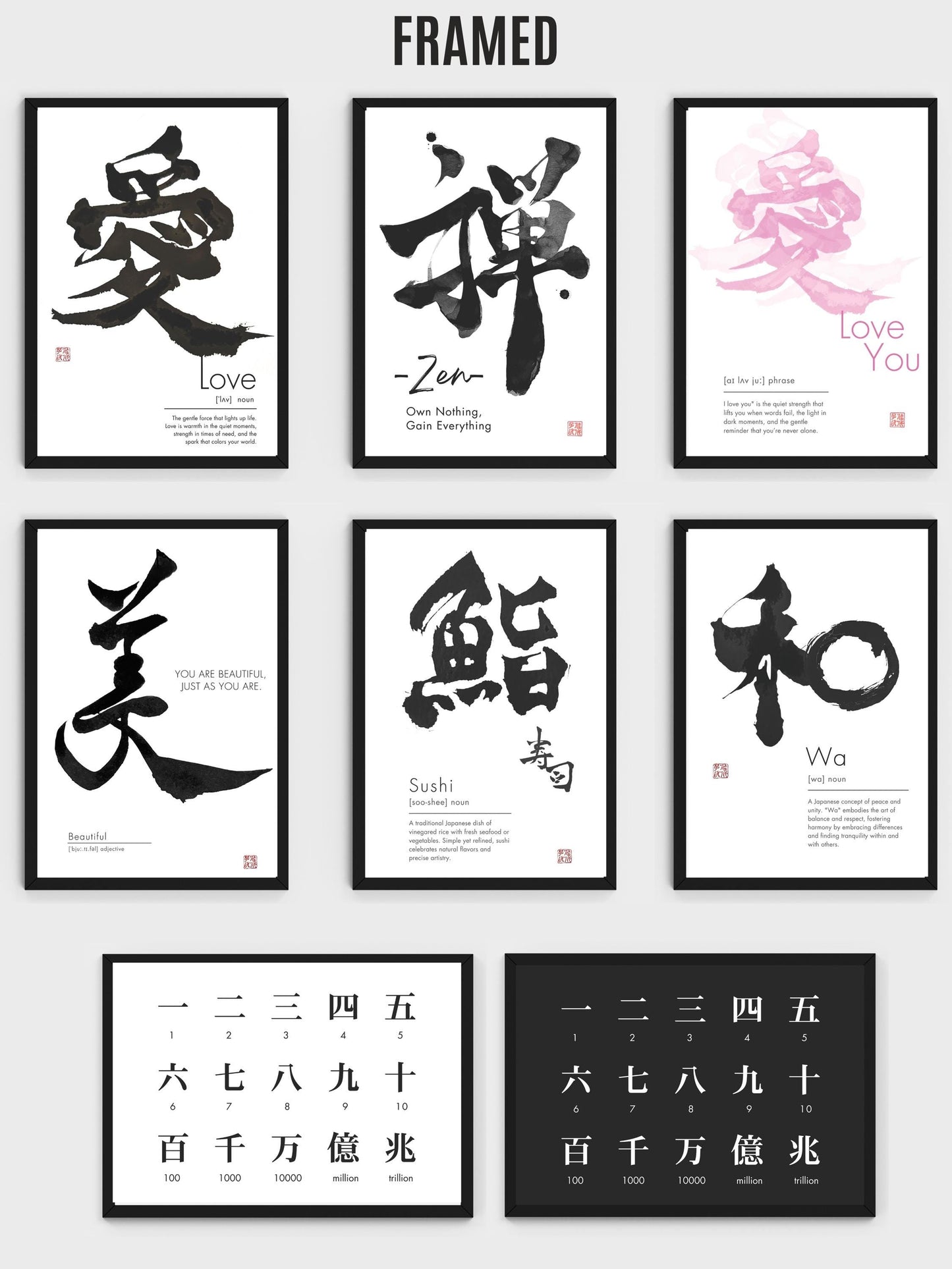 Japanese Calligraphy Art Print: Kanji Wall Decor